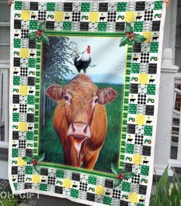 Cow And Rooster Sherpa Fleece Blanket