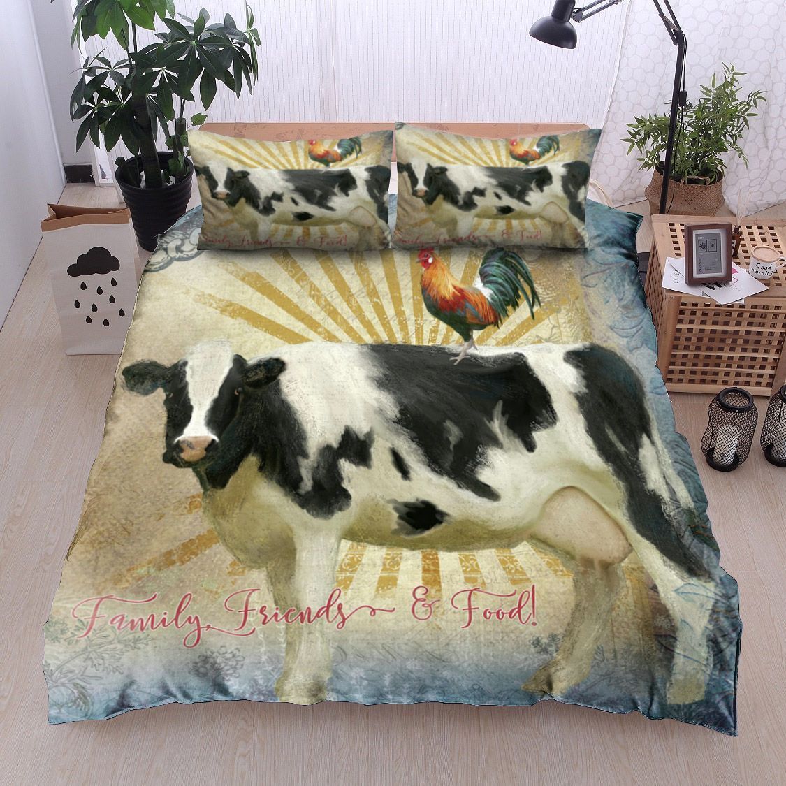 Cow And Rooster Bedding Set