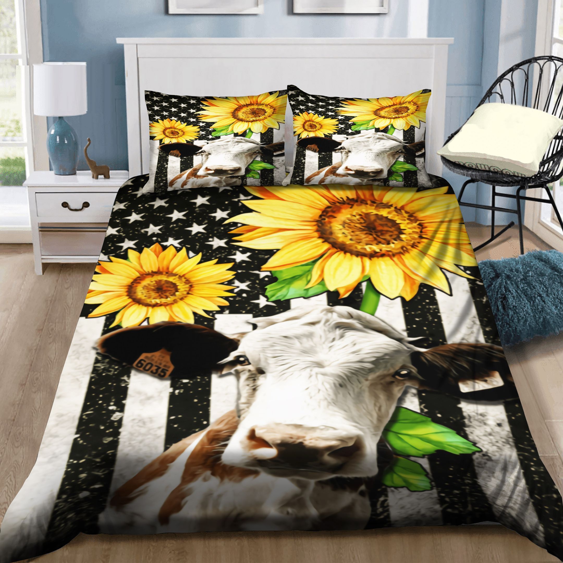 Cow And Sunflower Bedding Set