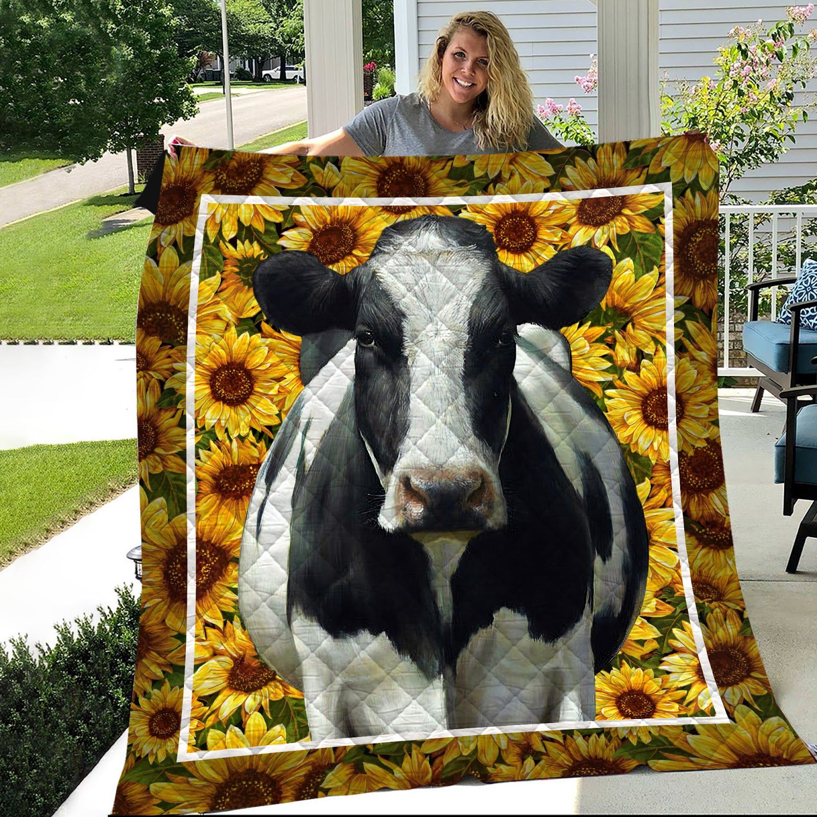 Cow And Sunflower Like Quilt Blanket DHC1402969TD