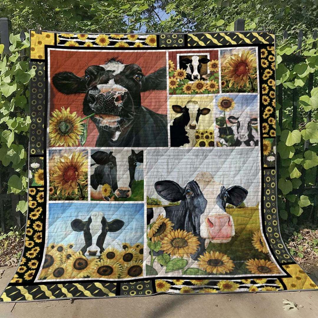 Cow and sunfower HM070613 Quilt Blanket