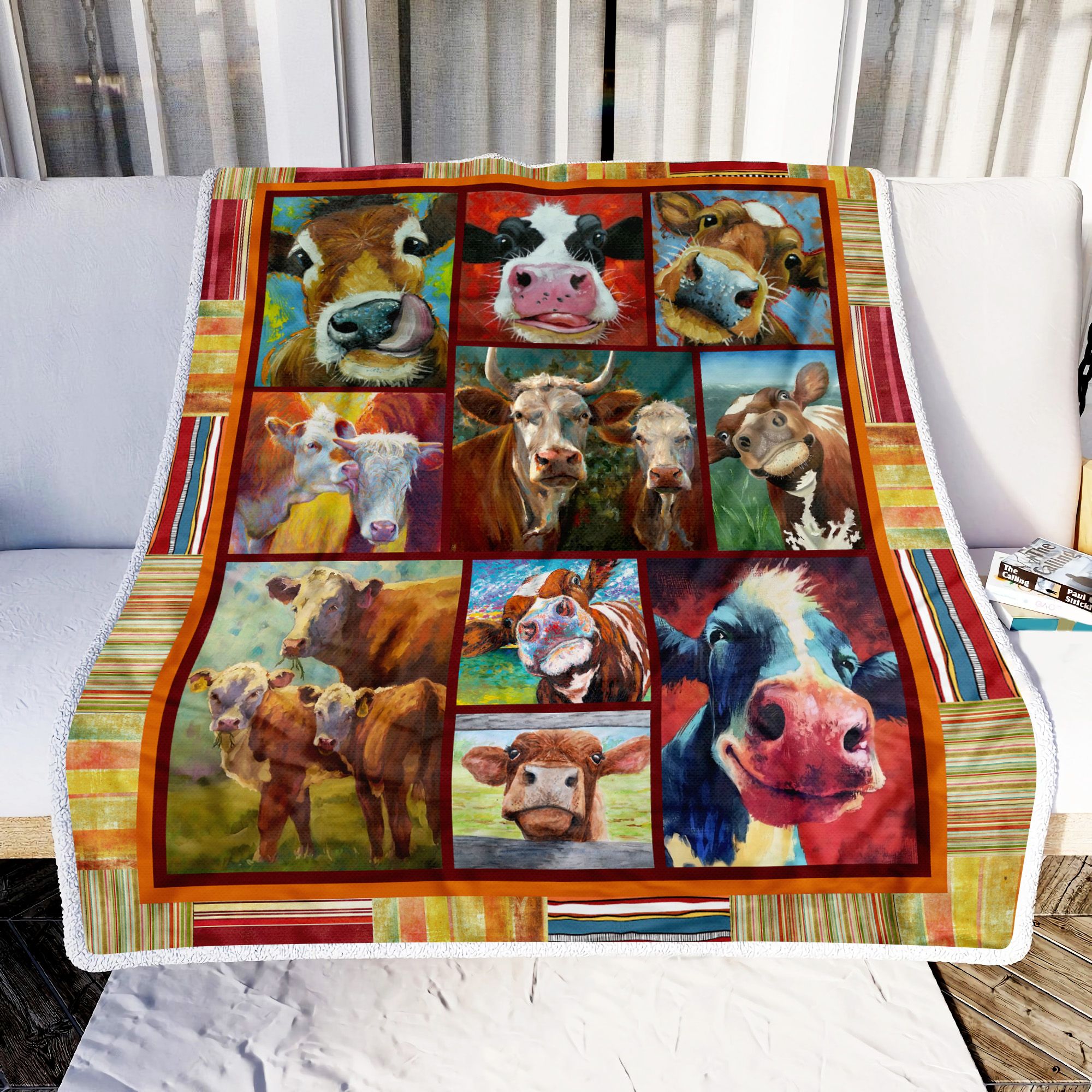 Cow Art Painting Fleece Blanket