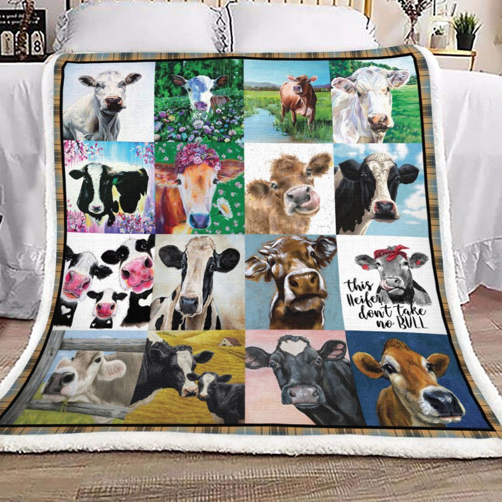Cow Artwork Collection Sherpa Fleece Blanket