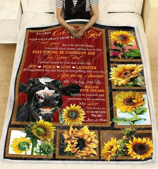 Cow Baby Girl Sherpa Fleece Blanket