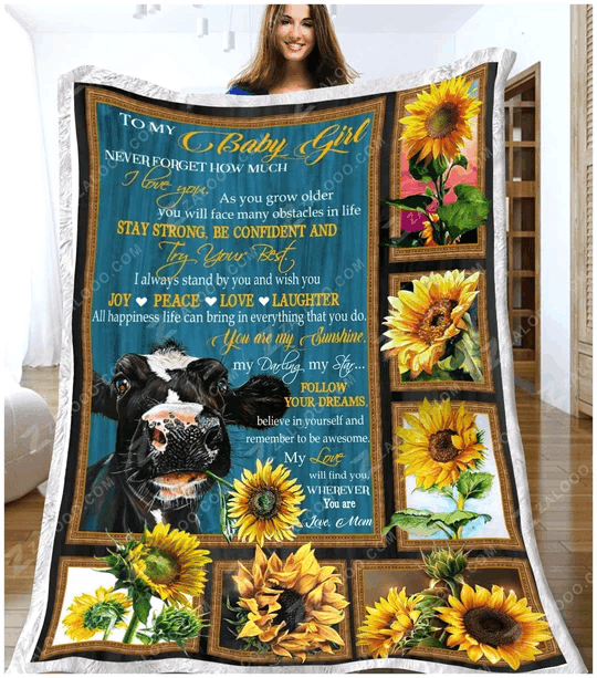 Cow Baby Girl Sherpa Fleece Blanket