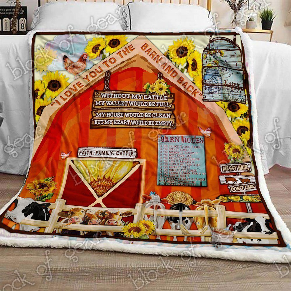 Cow Barn Sherpa Fleece Blanket