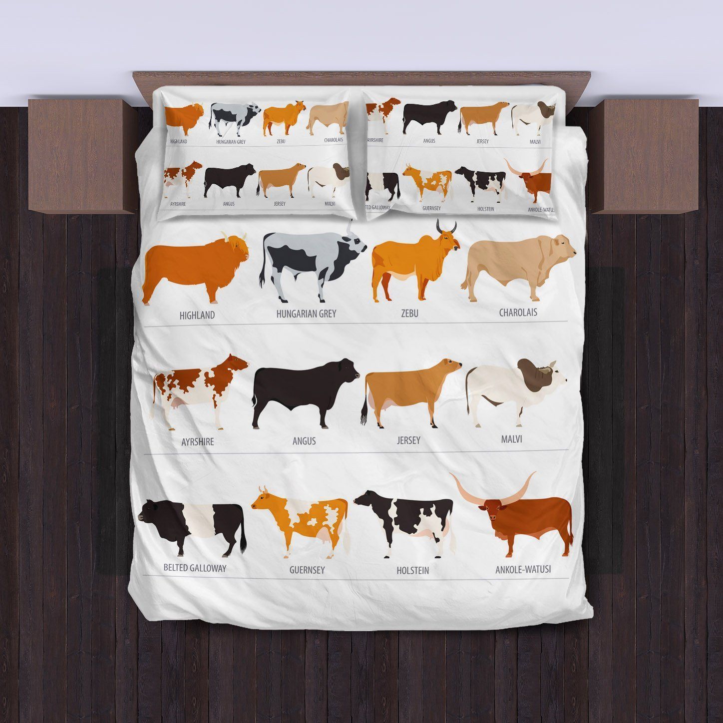Cow Breeds Bedding Set