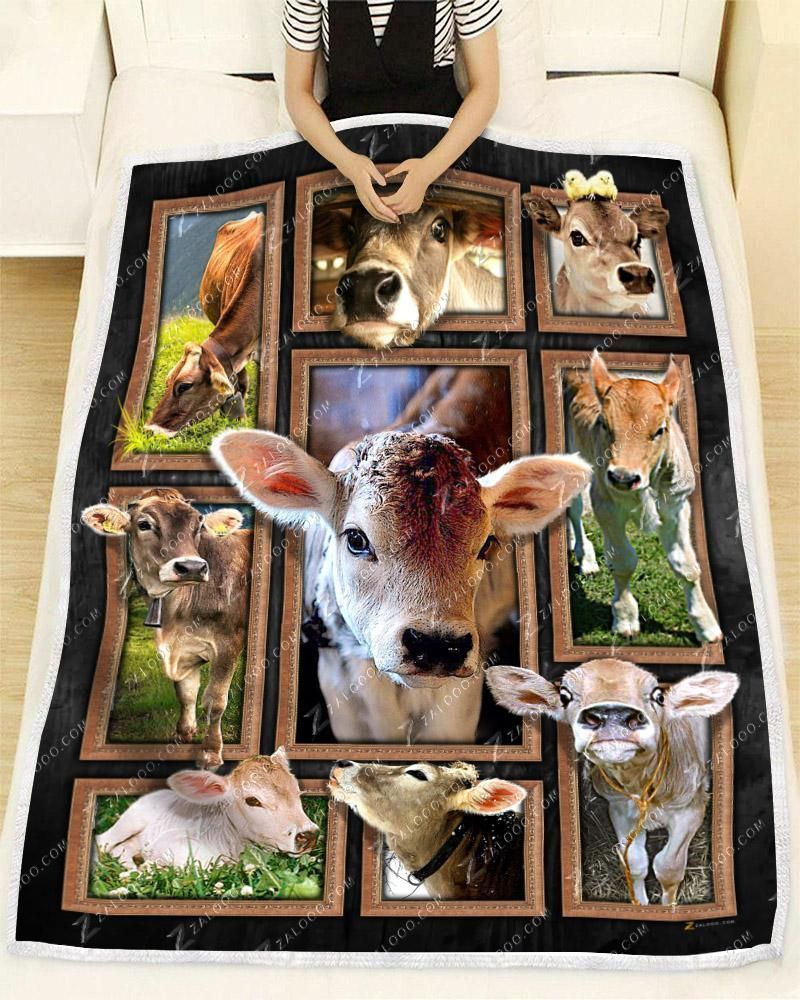 Cow Brown Swiss Cows Sherpa Fleece Blanket