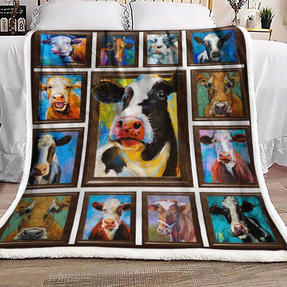 Cow Sherpa Fleece Blanket