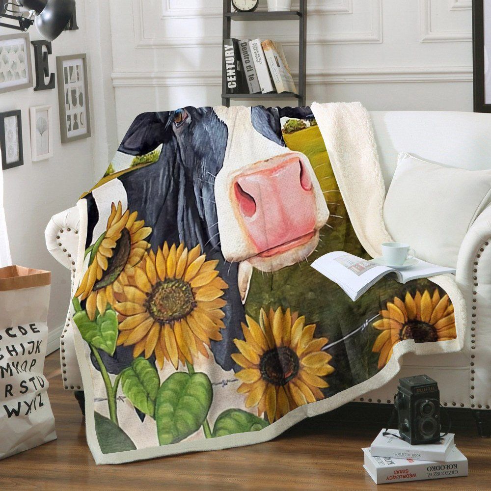 Cow Sherpa Fleece Blanket