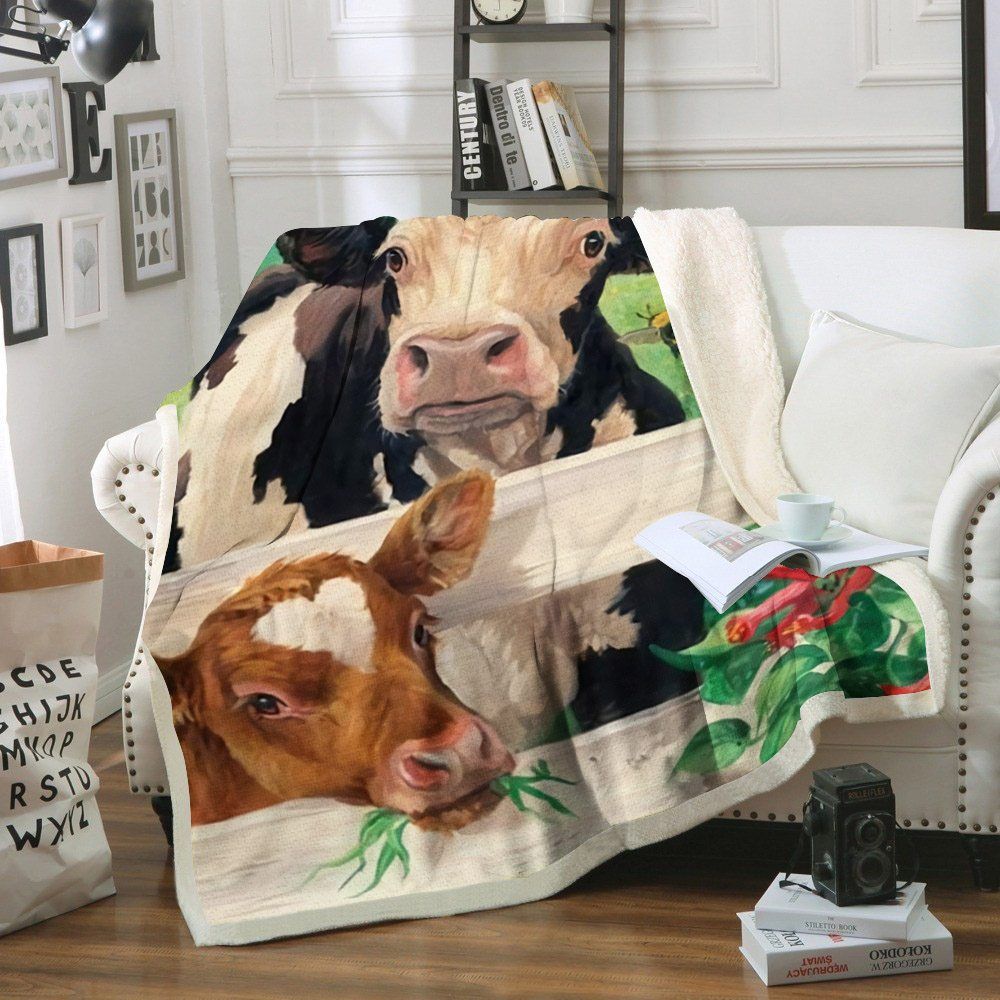 Cow Sherpa Fleece Blanket