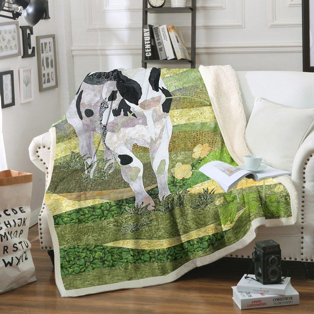 Cow Sherpa Fleece Blanket