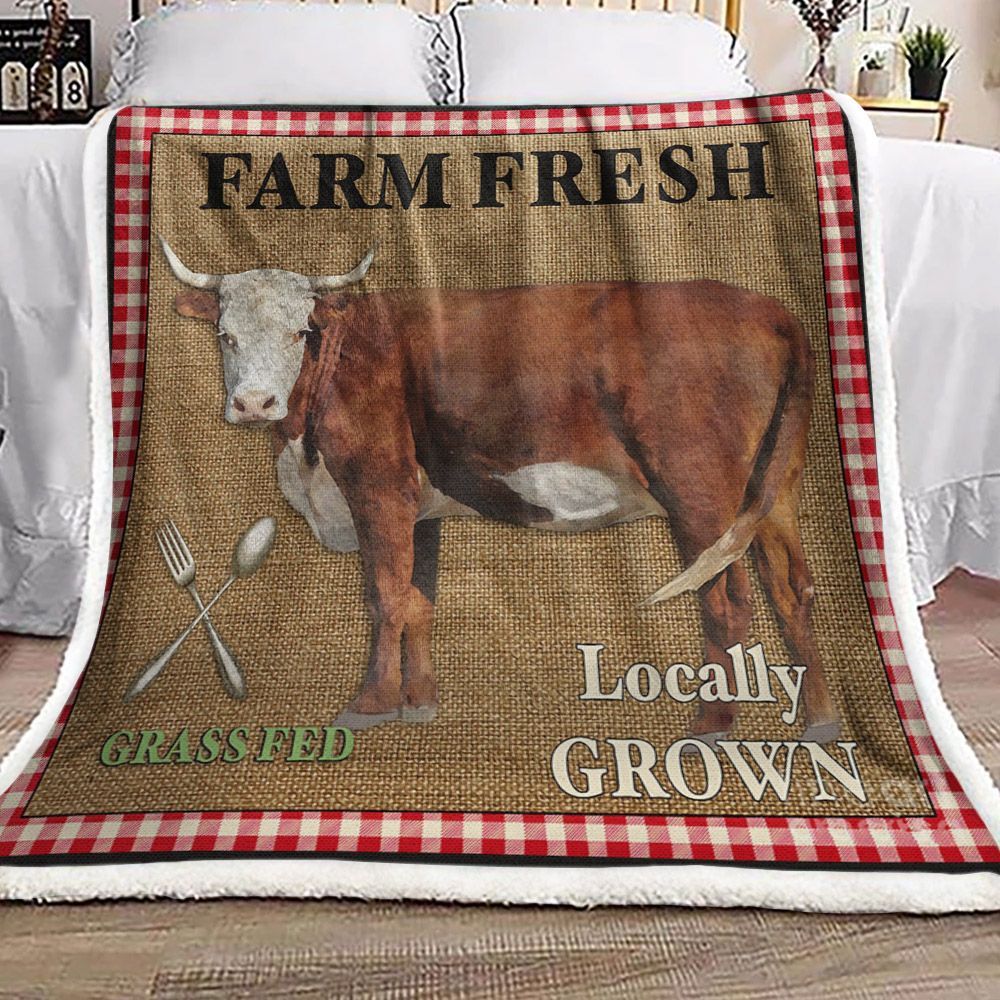 Cow Sherpa Fleece Blanket