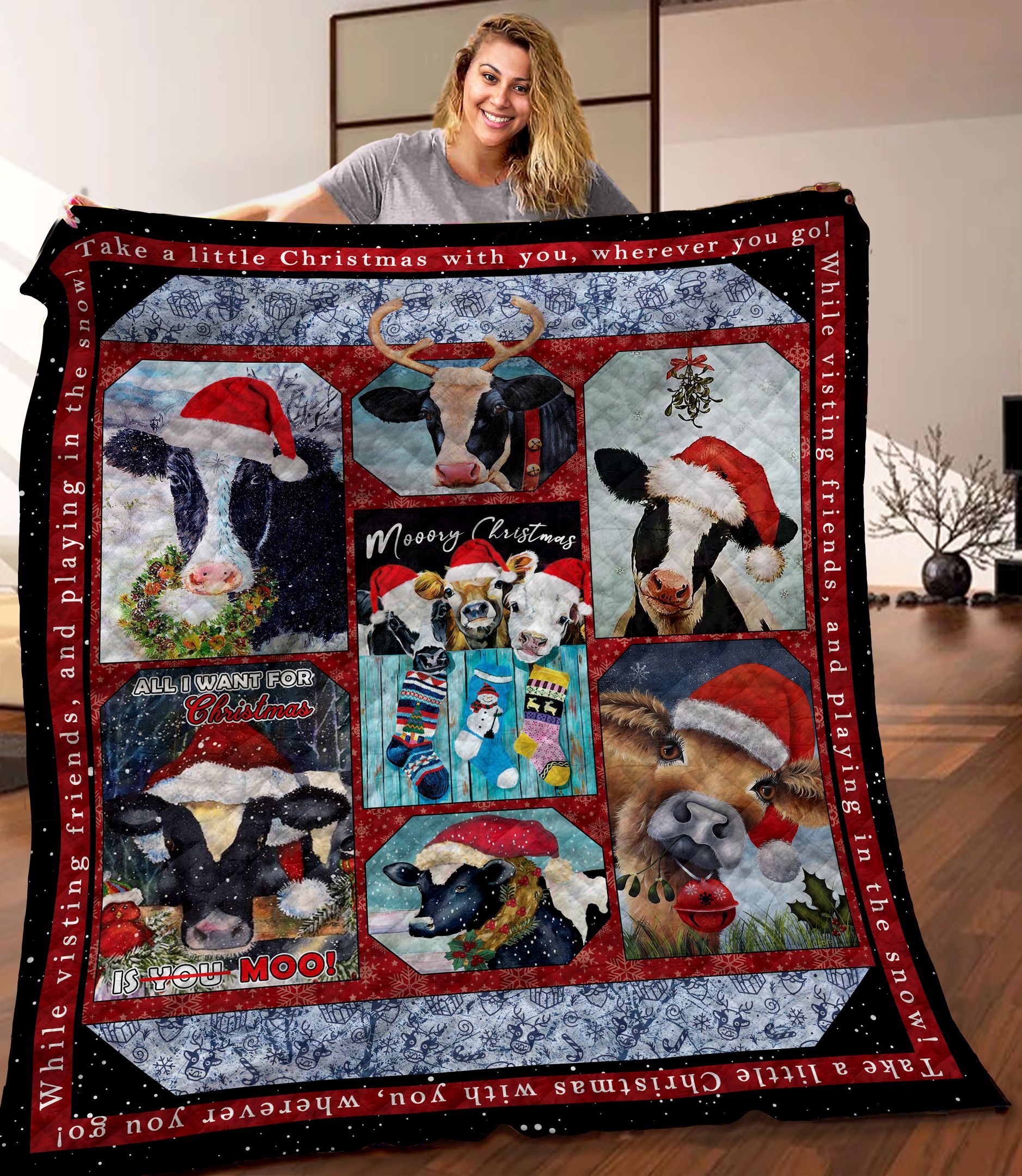 Cow Christmas DTH161001HD Quilt Blanket