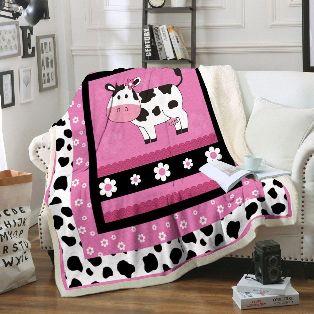 Cow Sherpa Fleece Blanket