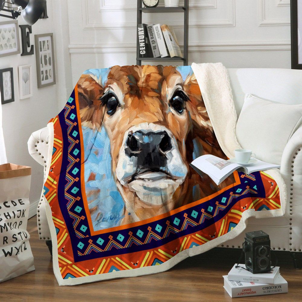 Cow Sherpa Fleece Blanket
