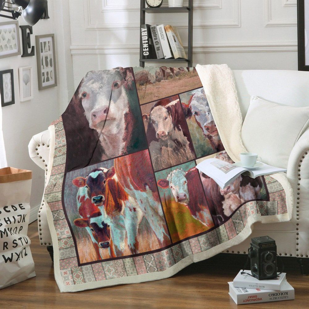 Cow Sherpa Fleece Blanket