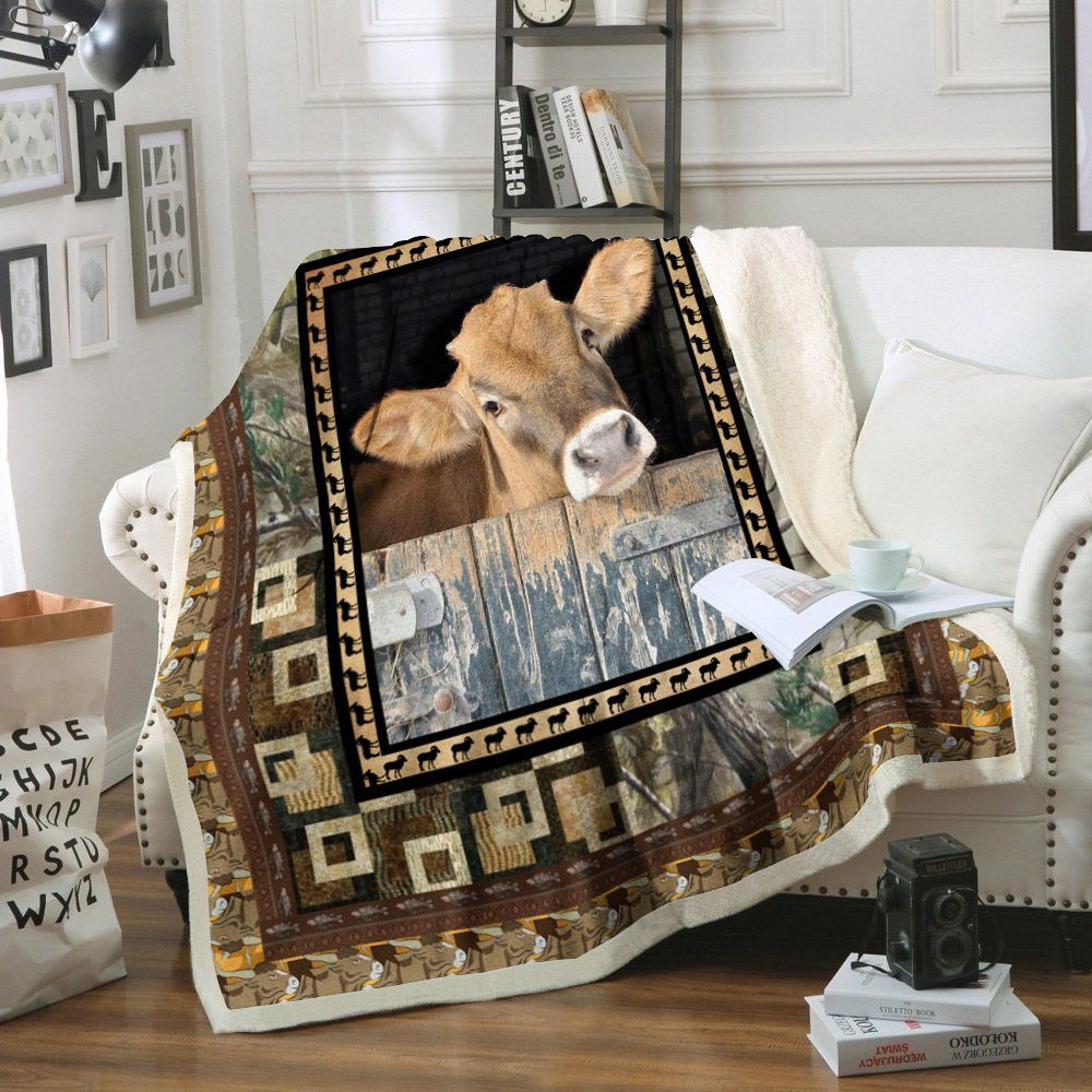 Cow Sherpa Fleece Blanket