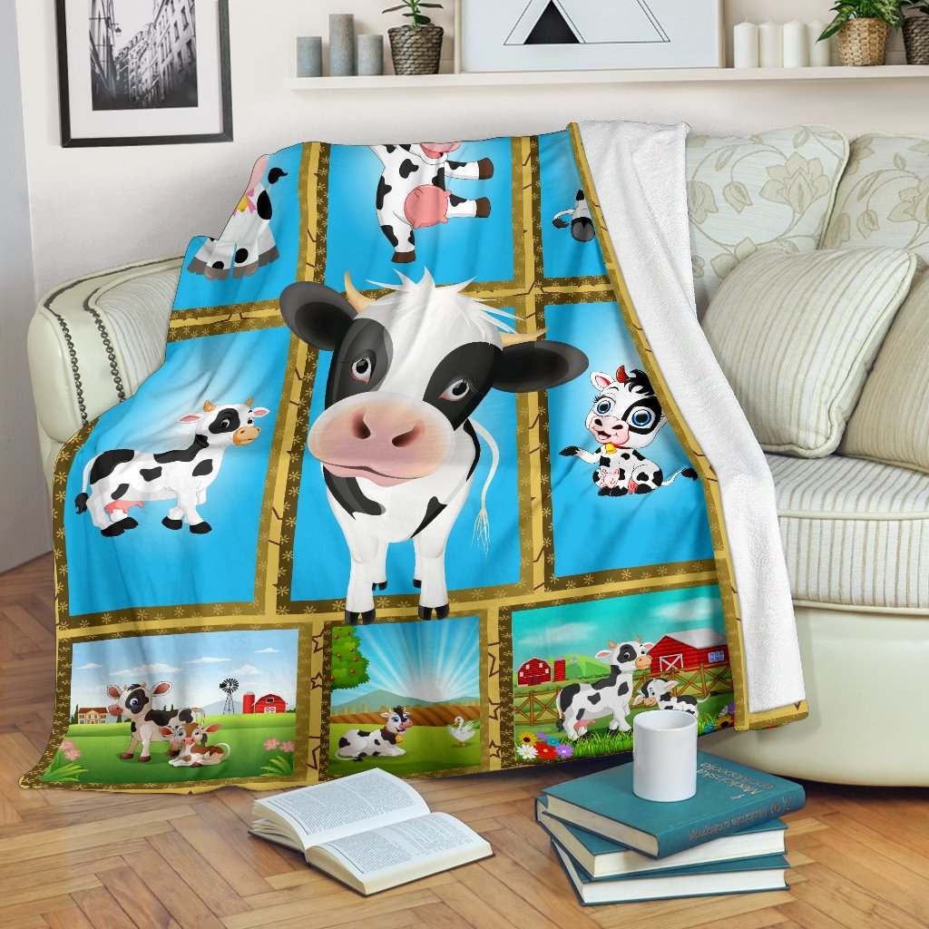 Cow Sherpa Fleece Blanket