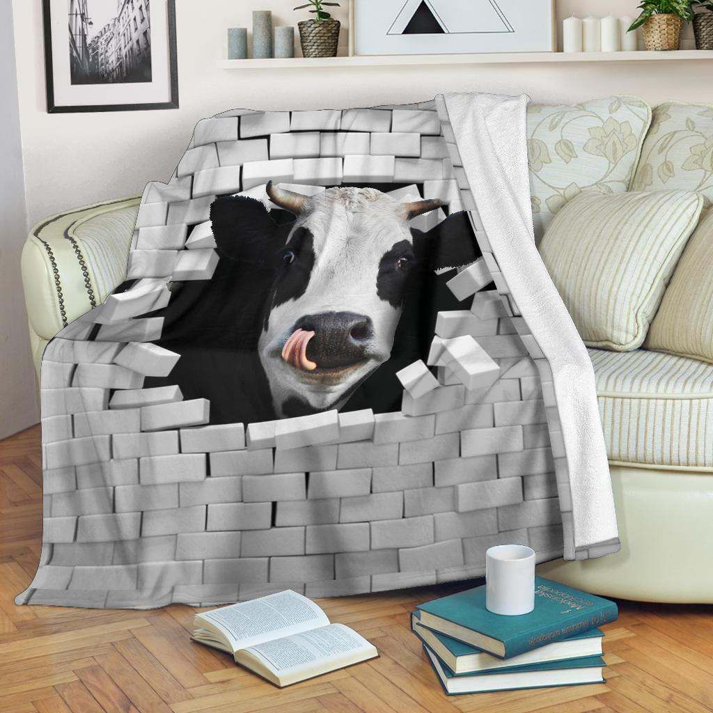Cow Sherpa Fleece Blanket