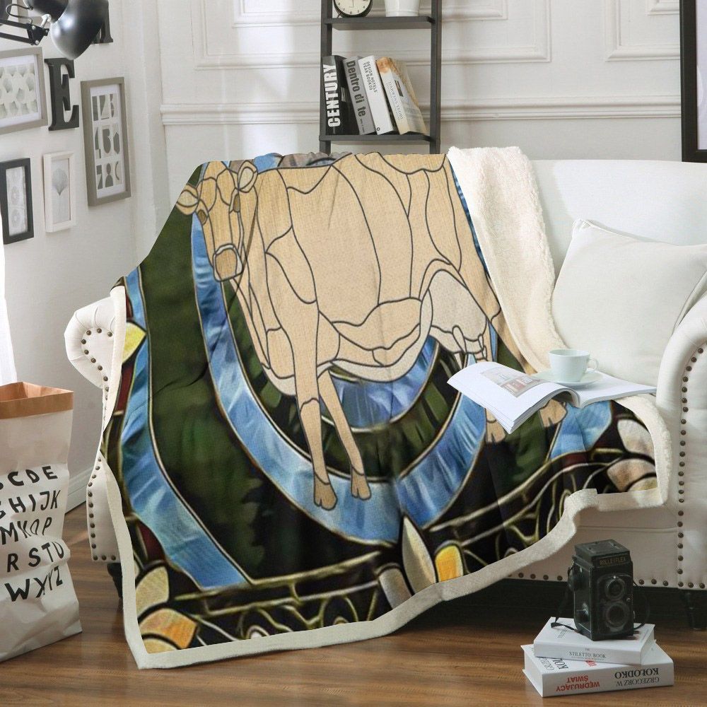 Cow Sherpa Fleece Blanket