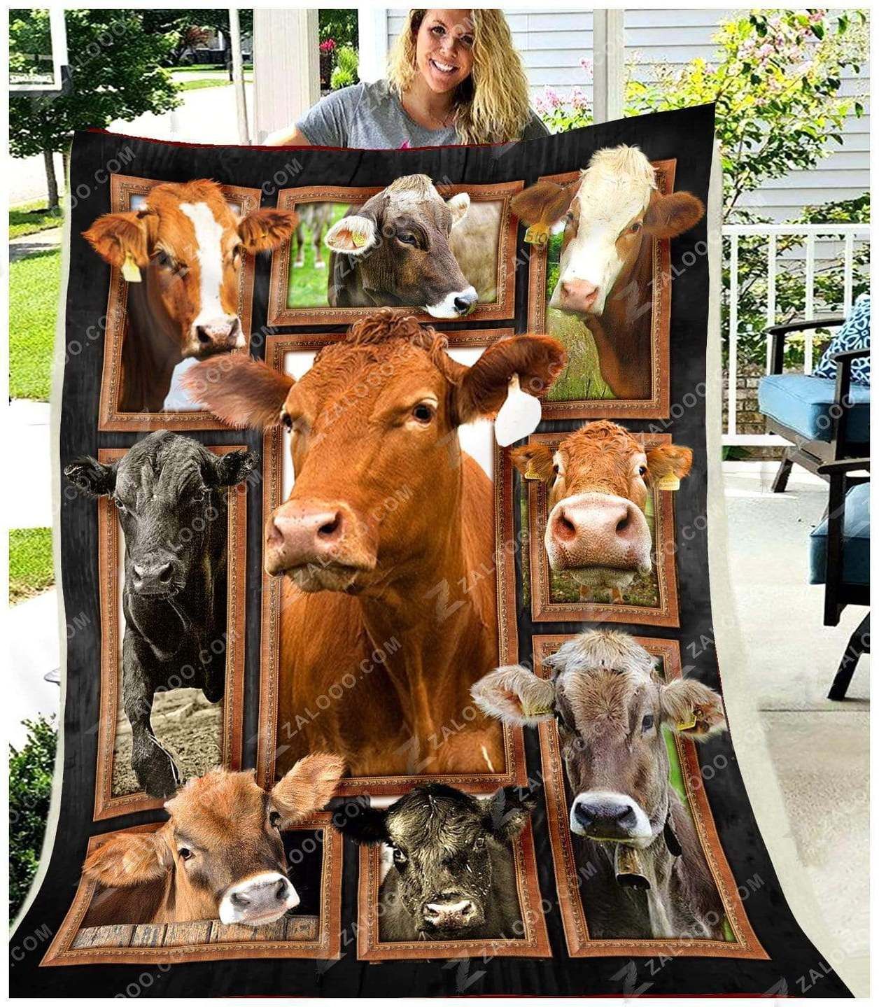 Cow Sherpa Fleece Blanket