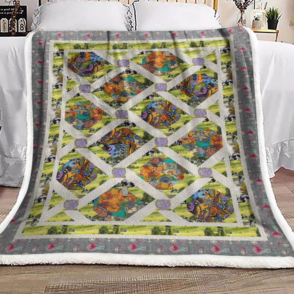 Cow Sherpa Fleece Blanket