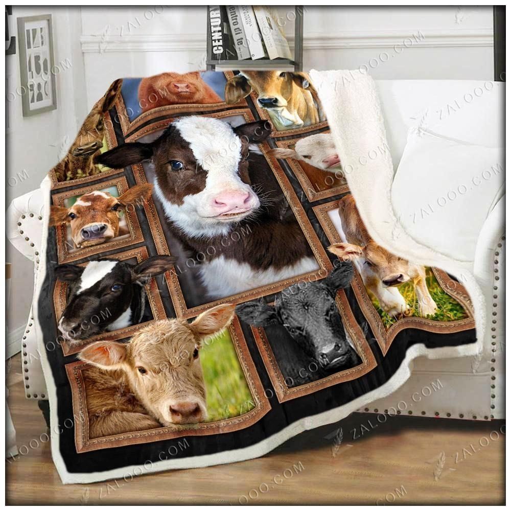 Cow Sherpa Fleece Blanket