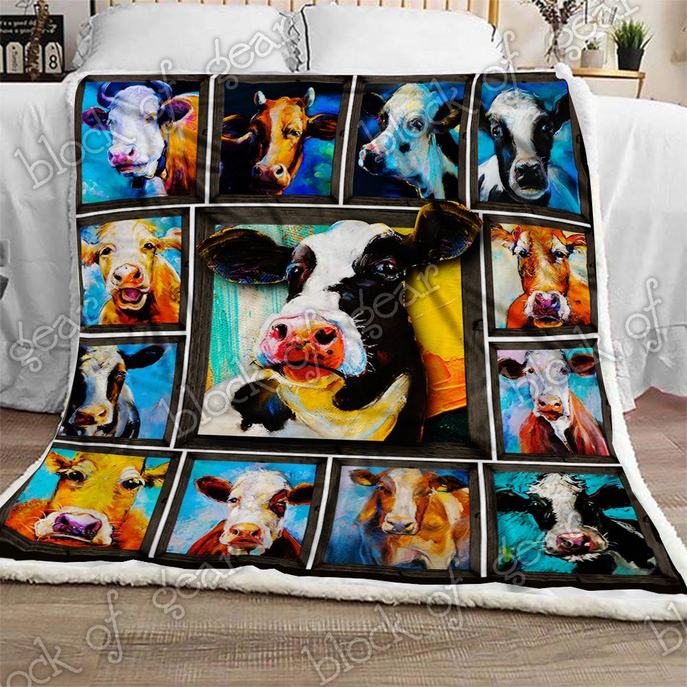 Cow Sherpa Fleece Blanket