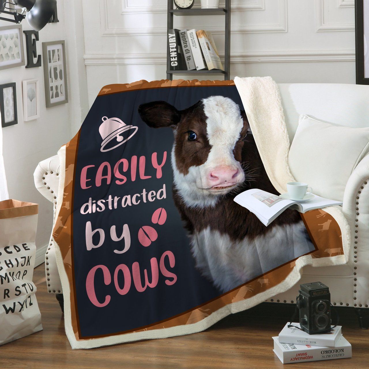 Cow Sherpa Fleece Blanket