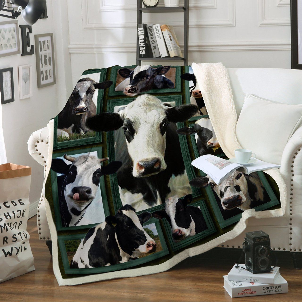 Cow Sherpa Fleece Blanket