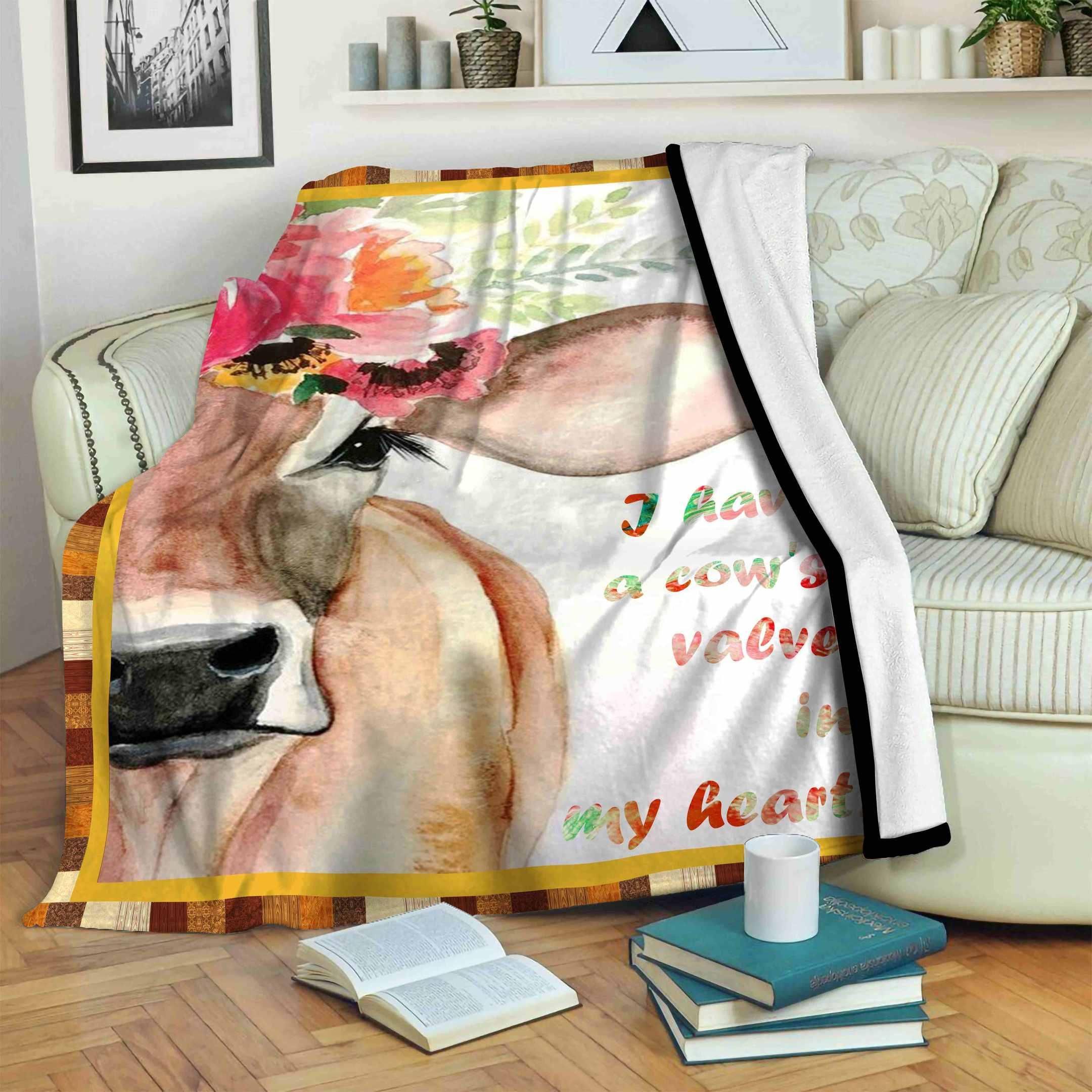 Cow Sherpa Fleece Blanket
