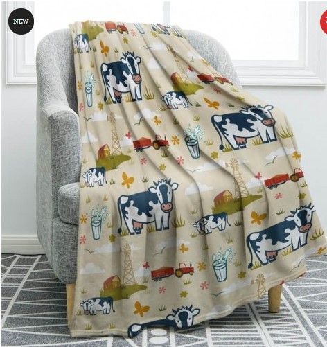 Cow Sherpa Fleece Blanket