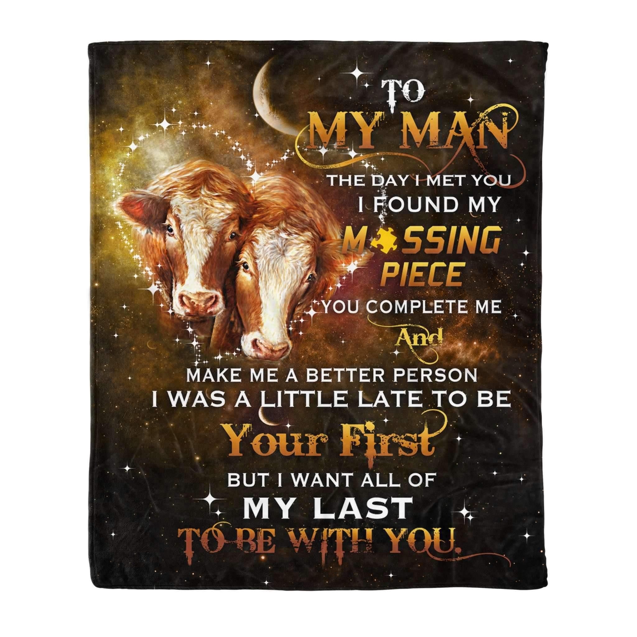 Cow Sherpa FLeece Blanket