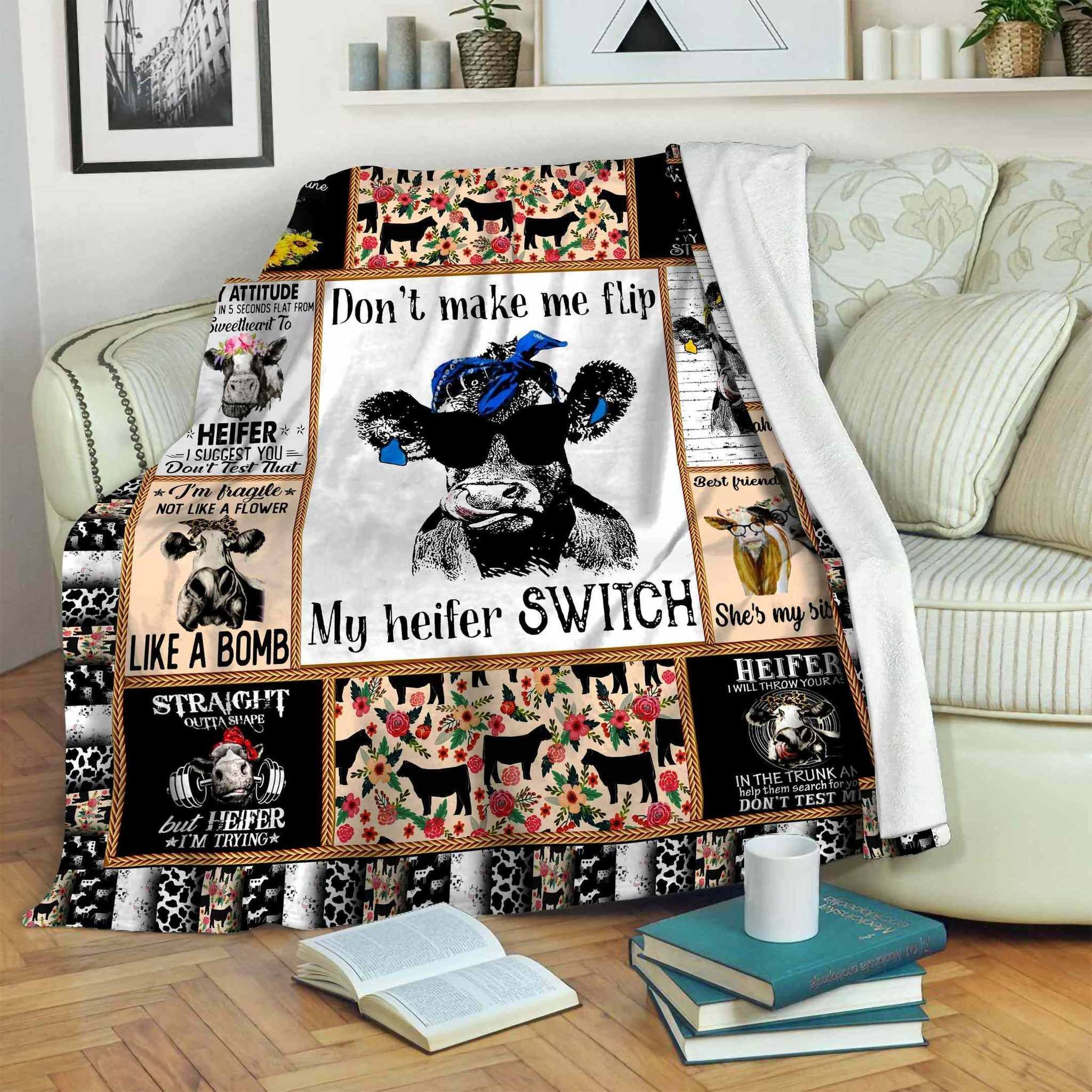 Cow Sherpa Fleece Blanket