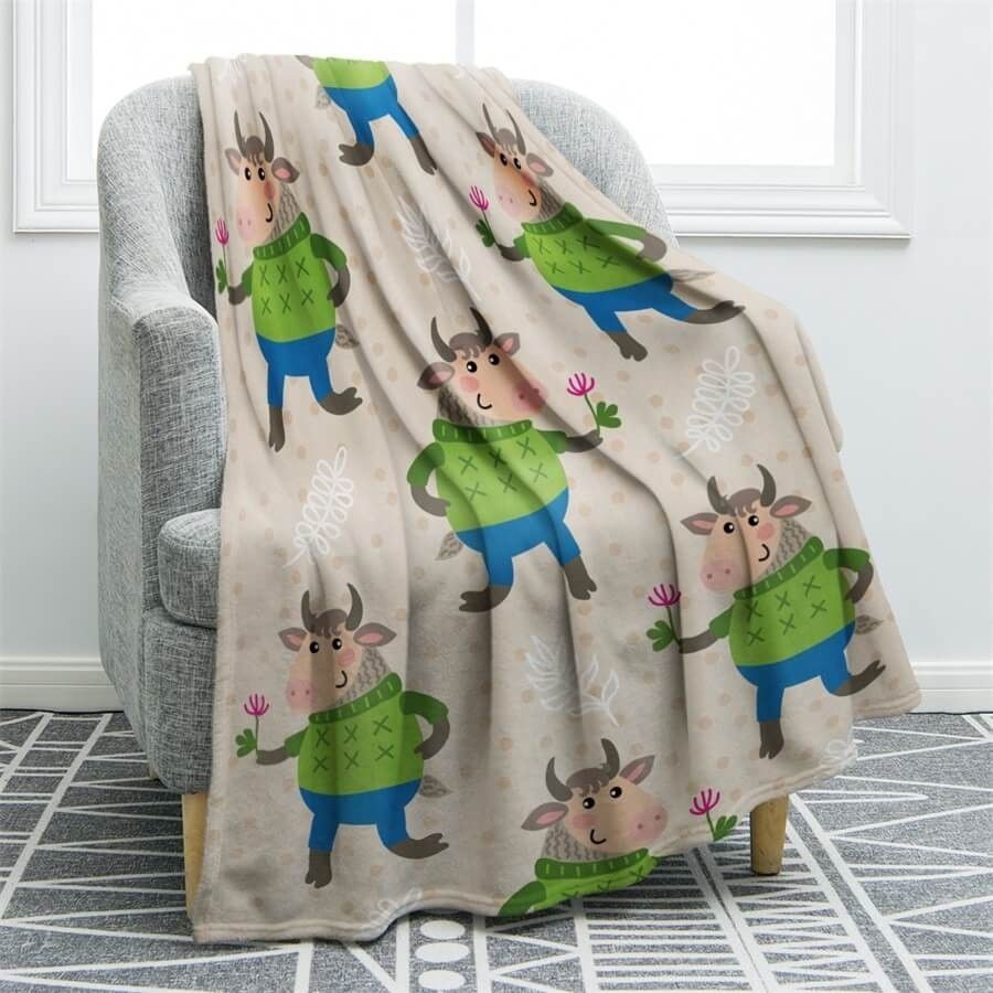 Cow Sherpa Fleece Blanket