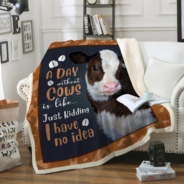 Cow Sherpa Fleece Blanket