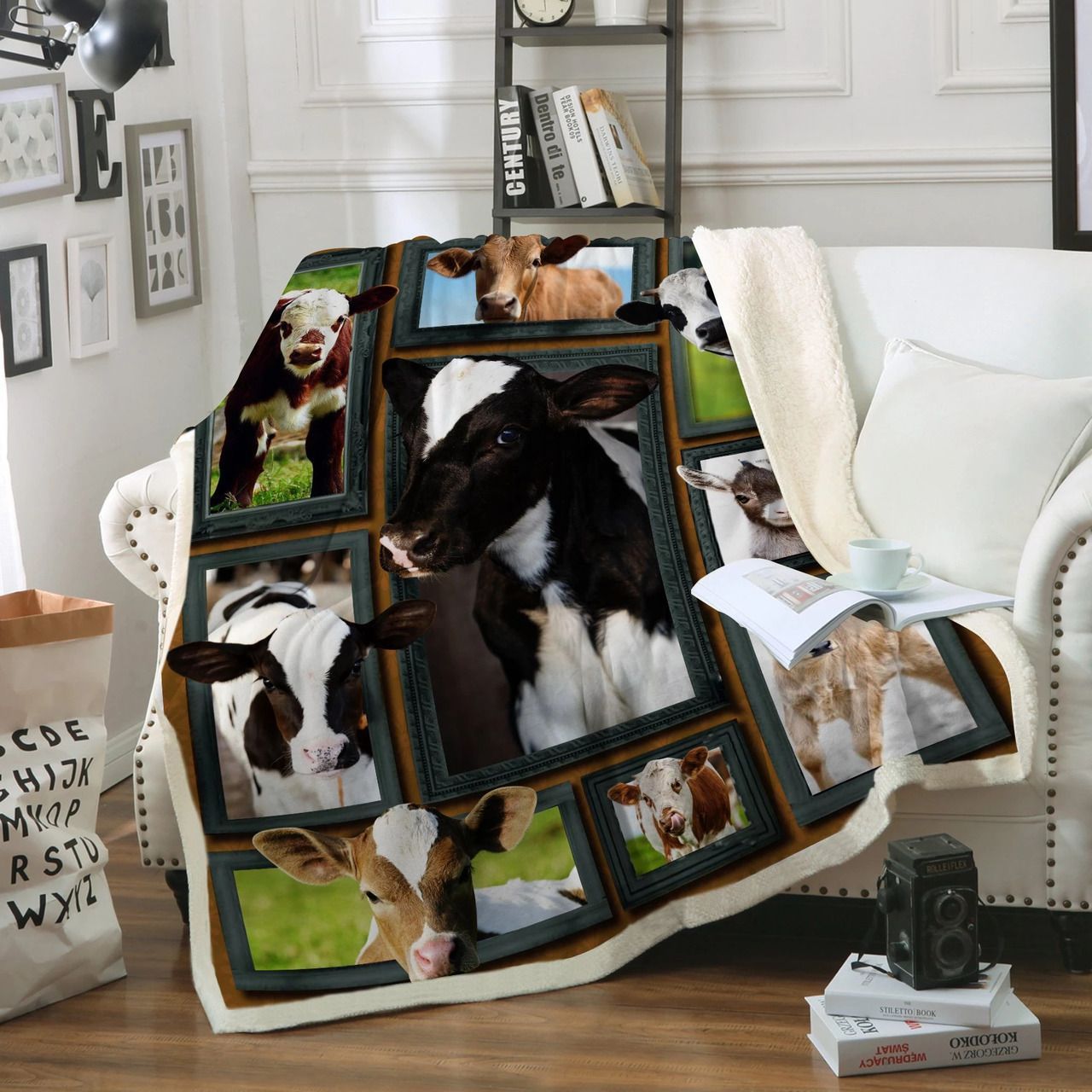Cow Sherpa Fleece Blanket