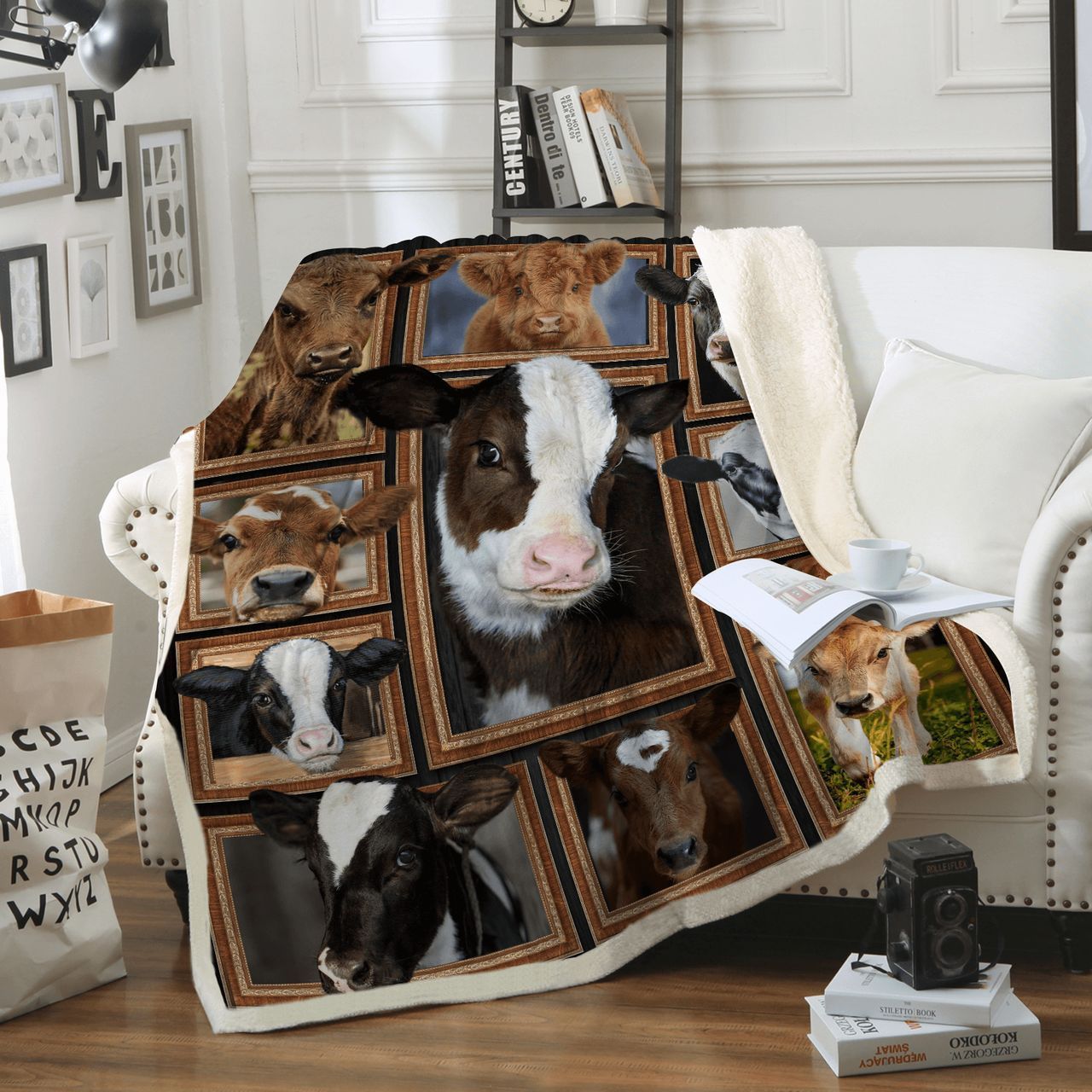 Cow Sherpa Fleece Blanket