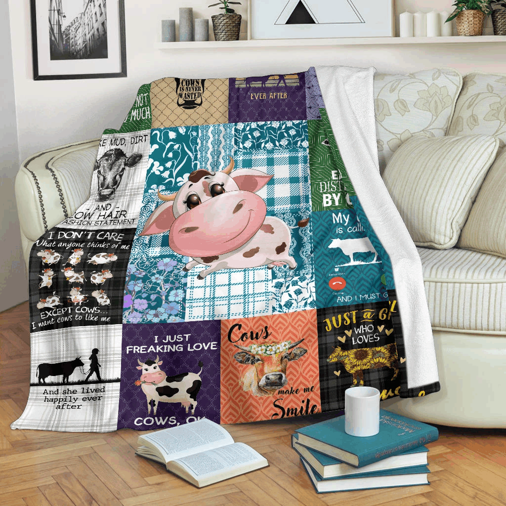 Cow Sherpa Fleece Blanket