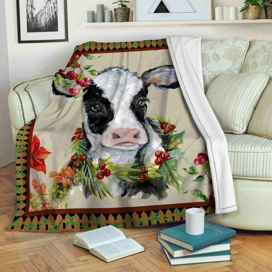 Cow Sherpa Fleece Blanket