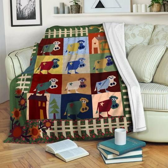 Cow Sherpa Fleece Blanket