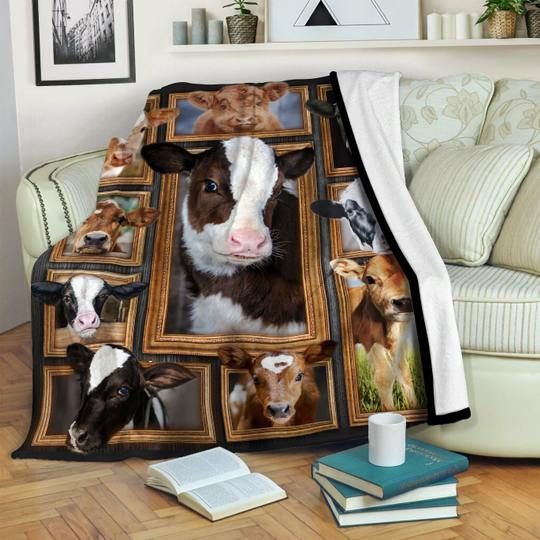 Cow Sherpa Fleece Blanket