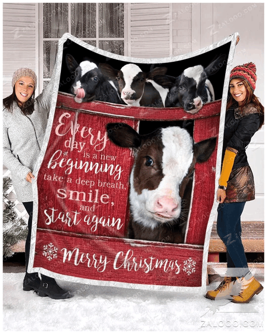 Cow Sherpa Fleece Blanket