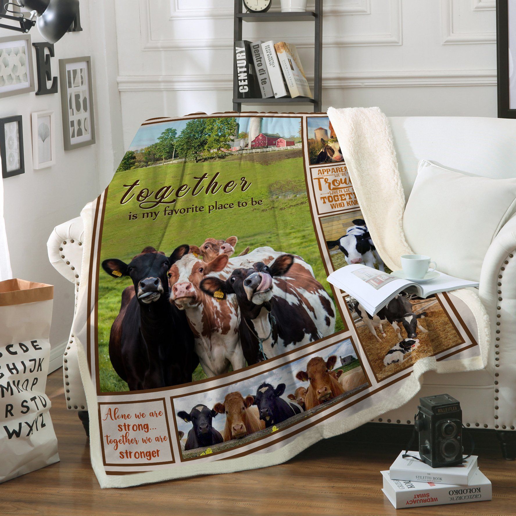 Cow Sherpa Fleece Blanket