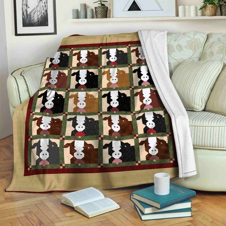Cow Sherpa Fleece Blanket