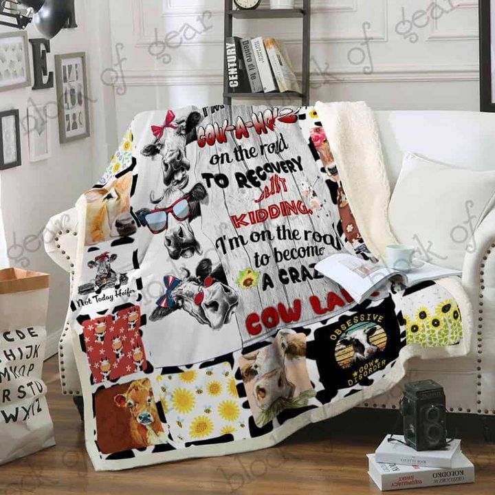 Cow Sherpa Fleece Blanket
