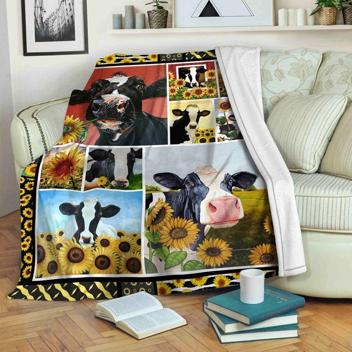 Cow Sherpa Fleece Blanket