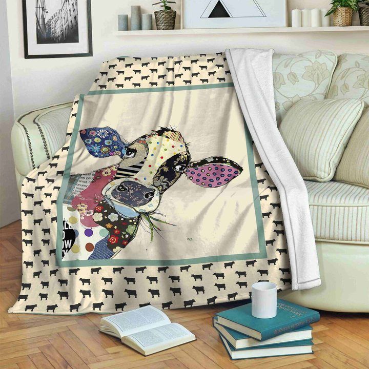 Cow Sherpa Fleece Blanket