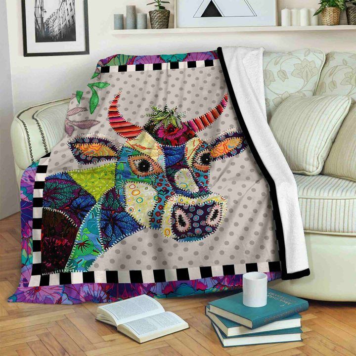 Cow Sherpa Fleece Blanket